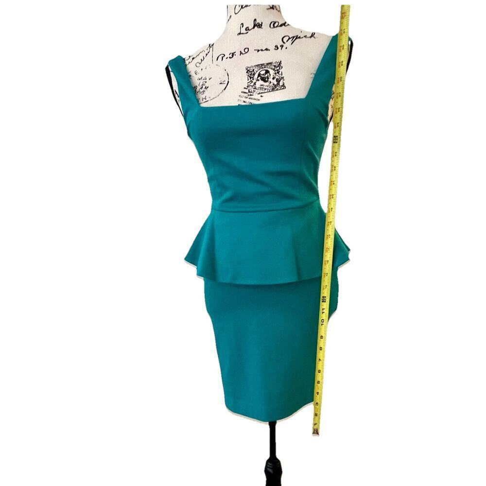 ALICE & OLIVIA DRESS POPPY PEPLUM MIDI SZ 2 TEAL FITTED BODICE QUIET LUXURY CORE - Picture 4 of 16